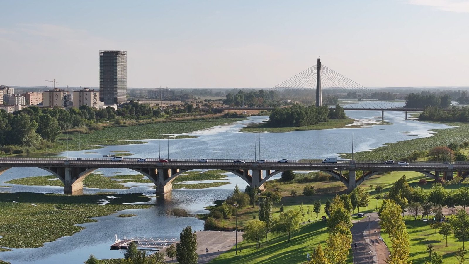 Vista aérea Puente Universitario y Real de Badajoz